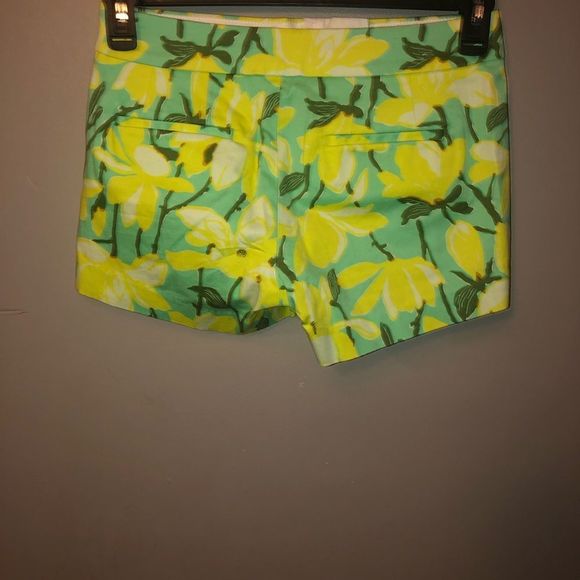 J Crew Factory stretch chino shorts- green floral - Picture 4 of 5